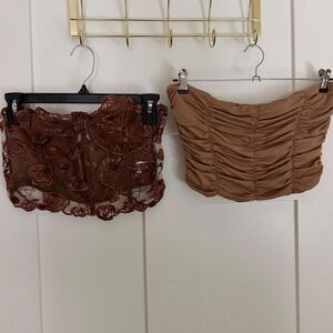 Unbranded Women's Brown and Gold Crop-top